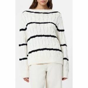 Zara Cozy White and Ivory Striped Sweater